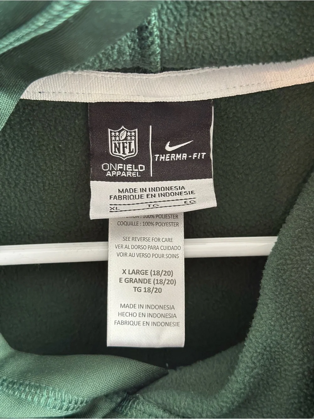 Nike NFL On Field Therma-FIT New York Jets Hoodie Youth XL 18/20 Green Fleece